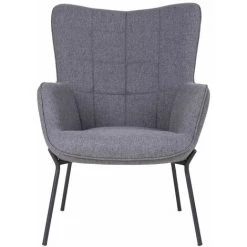 ALTOBUY FINTRY - Fauteuil Tissu Gris Et Piétement Acier Noir - Gris