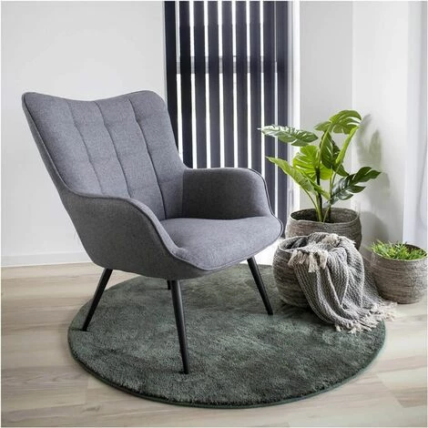 ALTOBUY FINTRY - Fauteuil Tissu Gris Et Piétement Acier Noir - Gris 4 ALTOBUY FINTRY - Fauteuil Tissu Gris Et Piétement Acier Noir - Gris – Image 2