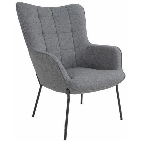 ALTOBUY FINTRY - Fauteuil Tissu Gris Et Piétement Acier Noir - Gris 5 ALTOBUY FINTRY - Fauteuil Tissu Gris Et Piétement Acier Noir - Gris – Image 3