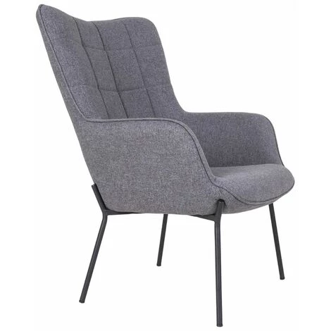 ALTOBUY FINTRY - Fauteuil Tissu Gris Et Piétement Acier Noir - Gris 6 ALTOBUY FINTRY - Fauteuil Tissu Gris Et Piétement Acier Noir - Gris – Image 4