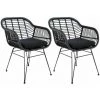 ALTOBUY PILA - Lot De 2 Fauteuils Rotin Synthétique Noir Et Pieds Acier - Noir -Pas Cher Fauteuil Magasin 51210089 1
