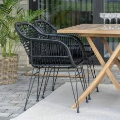 ALTOBUY PILA - Lot De 2 Fauteuils Rotin Synthétique Noir Et Pieds Acier - Noir -Pas Cher Fauteuil Magasin 51210089 2