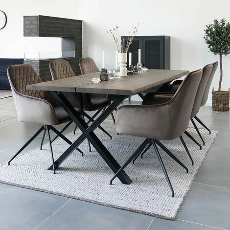 ALTOBUY KARBO - Fauteuil Pivotant Velours Taupe Et Piétement Acier - Taupe 4 ALTOBUY KARBO - Fauteuil Pivotant Velours Taupe Et Piétement Acier - Taupe – Image 2