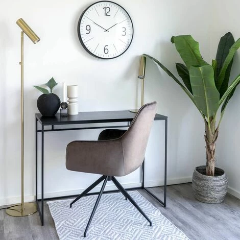 ALTOBUY KARBO - Fauteuil Pivotant Velours Taupe Et Piétement Acier - Taupe 6 ALTOBUY KARBO - Fauteuil Pivotant Velours Taupe Et Piétement Acier - Taupe – Image 4