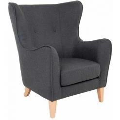ALTOBUY TERAMO - Fauteuil Hêtre Massif Naturel Et Tissu Gris Foncé - Gris Anthracite -Pas Cher Fauteuil Magasin 51210272 2