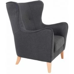 ALTOBUY TERAMO - Fauteuil Hêtre Massif Naturel Et Tissu Gris Foncé - Gris Anthracite -Pas Cher Fauteuil Magasin 51210272 3