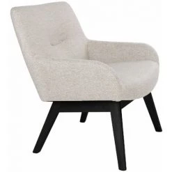 ALTOBUY HARROW - Fauteuil Noyer Massif Noir Et Tissu Sable - Beige -Pas Cher Fauteuil Magasin 51210343 3