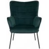 ALTOBUY FINTRY - Fauteuil Velours Vert Et Piétement Acier Noir - Vert