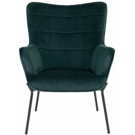 ALTOBUY FINTRY - Fauteuil Velours Vert Et Piétement Acier Noir - Vert 3 ALTOBUY FINTRY - Fauteuil Velours Vert Et Piétement Acier Noir - Vert