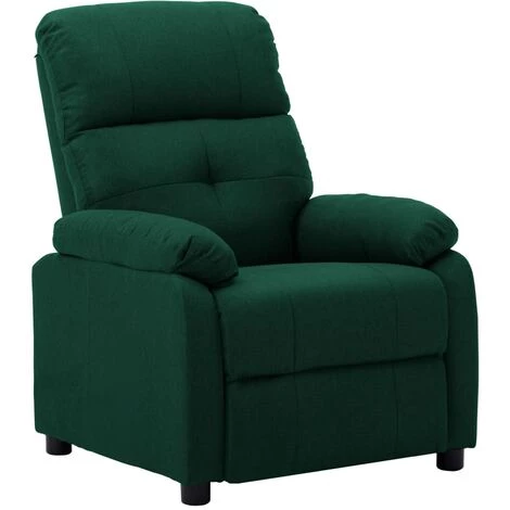 TRUE DEAL Fauteuil Inclinable Vert Foncé Tissu 3 TRUE DEAL Fauteuil Inclinable Vert Foncé Tissu