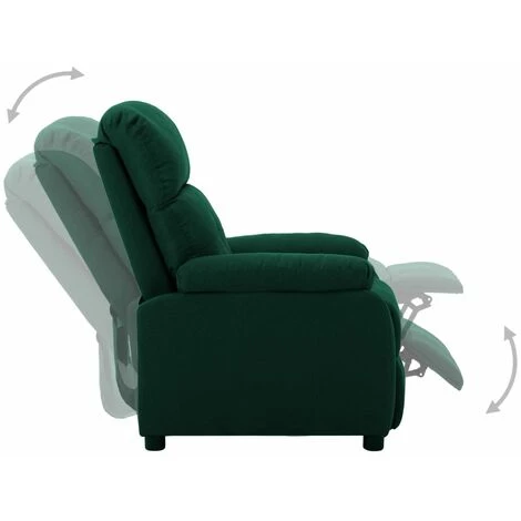TRUE DEAL Fauteuil Inclinable Vert Foncé Tissu 5 TRUE DEAL Fauteuil Inclinable Vert Foncé Tissu – Image 3