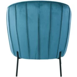 MOLOO CUT - Fauteuil Design Velours Bleu Canard Pieds Métal Noir - Bleu -Pas Cher Fauteuil Magasin 51245514 3