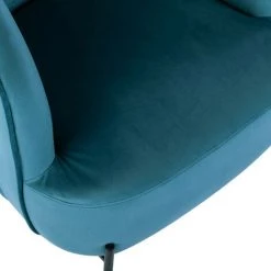 MOLOO CUT - Fauteuil Design Velours Bleu Canard Pieds Métal Noir - Bleu -Pas Cher Fauteuil Magasin 51245514 4