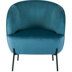 MOLOO CUT - Fauteuil Design Velours Bleu Canard Pieds Métal Noir - Bleu -Pas Cher Fauteuil Magasin 51245514 5