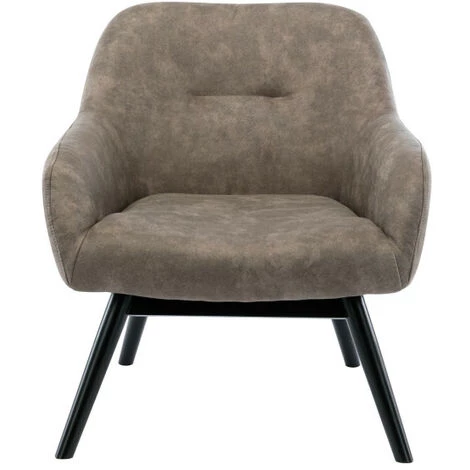 MOLOO MALMO - Fauteuil Vintage Marron Clair Pieds Bois Noir - Marron 7 MOLOO MALMO - Fauteuil Vintage Marron Clair Pieds Bois Noir - Marron – Image 5