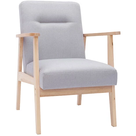 MILIBOO Fauteuil Scandinave Gris Clair Et Bois ABYSS - Gris Clair 4 MILIBOO Fauteuil Scandinave Gris Clair Et Bois ABYSS - Gris Clair – Image 2