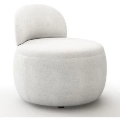 PRIVATEFLOOR Fauteuil Blanc En Tissu Bouclé - Melanie Blanc - Bois, Boucle, Polyester - Blanc