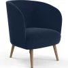 PRIVATEFLOOR Fauteuil En Velours Rembourré - Krenda Bleu Foncé - Velours, Bois, Bois, Polyester - Bleu Foncé -Pas Cher Fauteuil Magasin 51330212 1