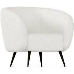 PRIVATEFLOOR Fauteuil Blanc En Tissu Bouclé - Nuba Blanc - Boucle, Bois, Métal, Polyester - Blanc