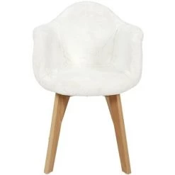 THE HOME DECO FACTORY Fauteuil Scandinave Imitation Fourrure Blanc Pour Enfant - Blanc -Pas Cher Fauteuil Magasin 51434461 2