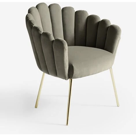 AHD AMAZING HOME DESIGN Chaise Fauteuil Coquillage Design Moderne Velours Pieds Dorés Calicis | Gris Foncé 5 AHD AMAZING HOME DESIGN Chaise Fauteuil Coquillage Design Moderne Velours Pieds Dorés Calicis | Gris Foncé – Image 3