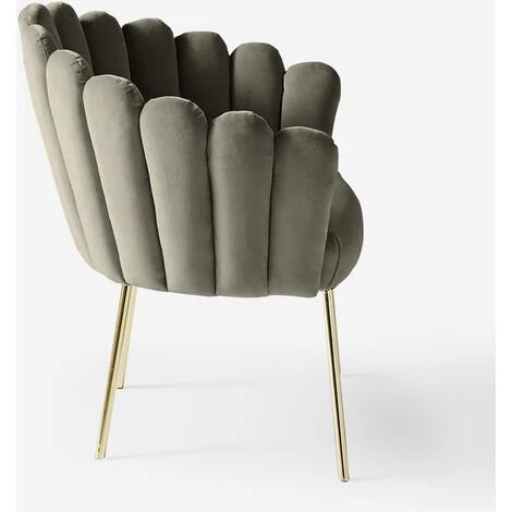 AHD AMAZING HOME DESIGN Chaise Fauteuil Coquillage Design Moderne Velours Pieds Dorés Calicis | Gris Foncé 6 AHD AMAZING HOME DESIGN Chaise Fauteuil Coquillage Design Moderne Velours Pieds Dorés Calicis | Gris Foncé – Image 4