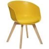 Atmosphera - Chaise Fauteuil De Table Assise Jaune Ocre Et Pieds En Bois H 75 Cm - Jaune Ocre -Pas Cher Fauteuil Magasin 51501346 1