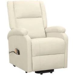 Fauteuil De Massage Inclinable Tissu Crème VidaXL -Pas Cher Fauteuil Magasin 51777586 2