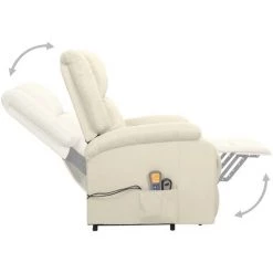 Fauteuil De Massage Inclinable Tissu Crème VidaXL -Pas Cher Fauteuil Magasin 51777586 5