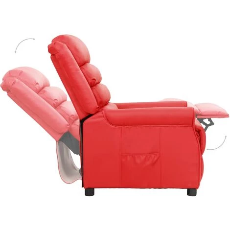Fauteuil Inclinable Similicuir Rouge VidaXL 7 Fauteuil Inclinable Similicuir Rouge VidaXL – Image 5