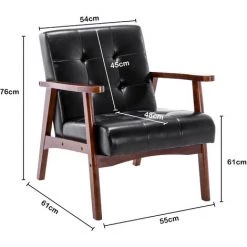 YOUTHUP Fauteuil Médiéval Fauteuil Vintage En Similicuir Tufté Avec Accoudoirs En Bois, Style Vintage, Tapissé En Bois Dur, Fauteuil Club Pour Salon ,Chambre,Appartement,Noir - Noir 11 YOUTHUP Fauteuil Médiéval Fauteuil Vintage En Similicuir Tufté Avec Accoudoirs En Bois, Style Vintage, Tapissé En Bois Dur, Fauteuil Club Pour Salon ,Chambre,Appartement,Noir - Noir -Pas Cher Fauteuil Magasin 51850233 5