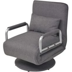YOUTHUP Fauteuil Pivotant Et Canapé-lit Gris Foncé Tissu