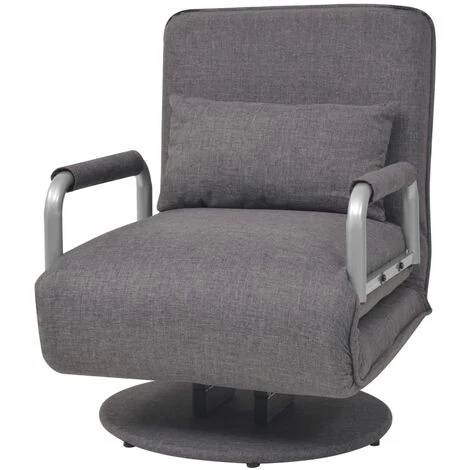 YOUTHUP Fauteuil Pivotant Et Canapé-lit Gris Foncé Tissu 4 YOUTHUP Fauteuil Pivotant Et Canapé-lit Gris Foncé Tissu – Image 2