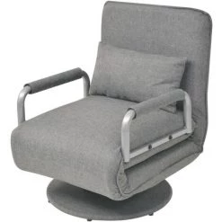 YOUTHUP Fauteuil Pivotant Et Canapé-lit Gris Clair Tissu