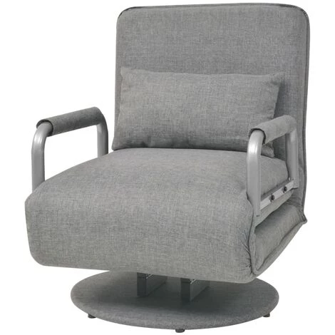 YOUTHUP Fauteuil Pivotant Et Canapé-lit Gris Clair Tissu 4 YOUTHUP Fauteuil Pivotant Et Canapé-lit Gris Clair Tissu – Image 2