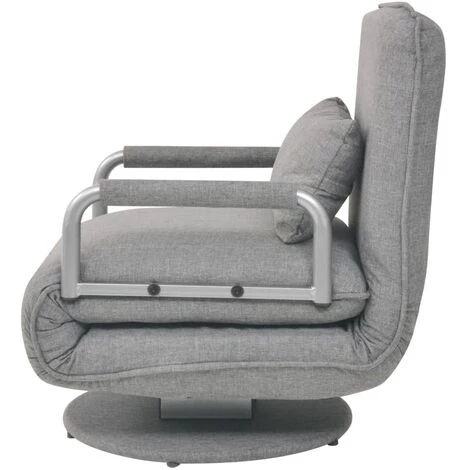 YOUTHUP Fauteuil Pivotant Et Canapé-lit Gris Clair Tissu 6 YOUTHUP Fauteuil Pivotant Et Canapé-lit Gris Clair Tissu – Image 4