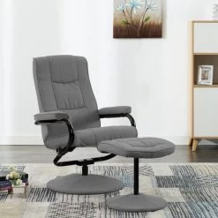 YOUTHUP Fauteuil Inclinable Avec Repose-pied Gris Clair Tissu
