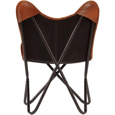 YOUTHUP Chaises Papillon 2 Pcs Marron Taille D'enfants Cuir Véritable 7 YOUTHUP Chaises Papillon 2 Pcs Marron Taille D'enfants Cuir Véritable – Image 5