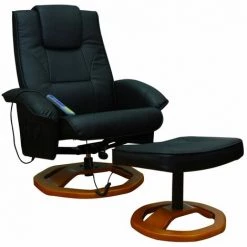 YOUTHUP Fauteuil De Massage Avec Repose-pied Noir Similicuir