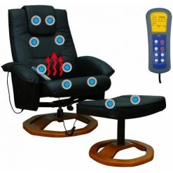 YOUTHUP Fauteuil De Massage Avec Repose-pied Noir Similicuir -Pas Cher Fauteuil Magasin 51854589 3