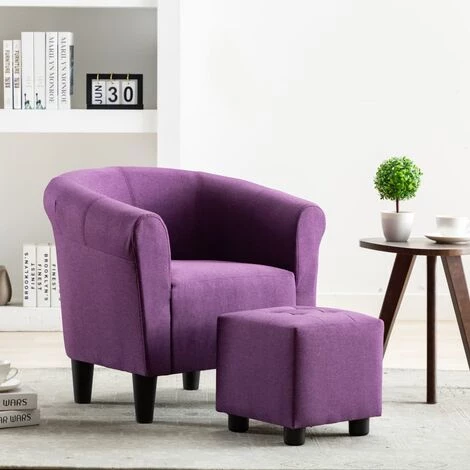 YOUTHUP Fauteuil Et Tabouret Violet Tissu - Pourpre 3 YOUTHUP Fauteuil Et Tabouret Violet Tissu - Pourpre