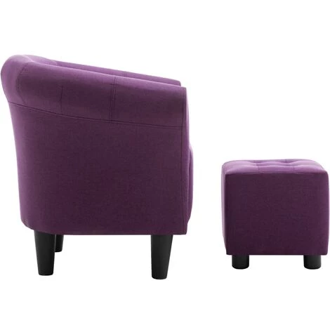 YOUTHUP Fauteuil Et Tabouret Violet Tissu - Pourpre 5 YOUTHUP Fauteuil Et Tabouret Violet Tissu - Pourpre – Image 3