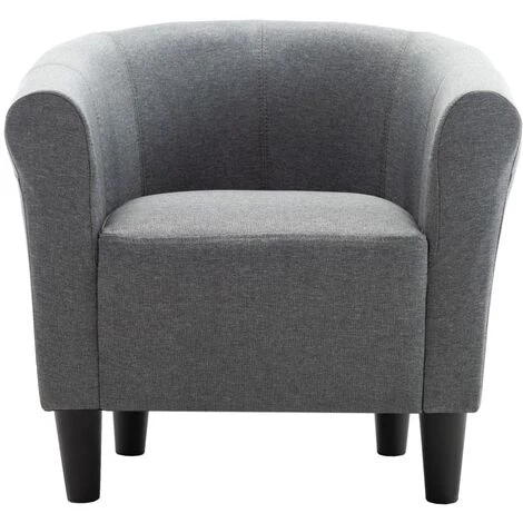 YOUTHUP Fauteuil Et Tabouret Gris Clair Tissu - Gris 7 YOUTHUP Fauteuil Et Tabouret Gris Clair Tissu - Gris – Image 5