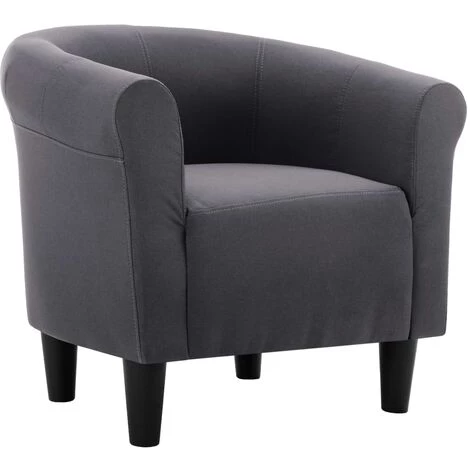 YOUTHUP Fauteuil Et Tabouret Noir Tissu - Noir 6 YOUTHUP Fauteuil Et Tabouret Noir Tissu - Noir – Image 4