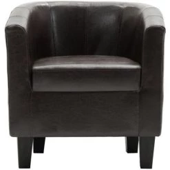 YOUTHUP Fauteuil Avec Repose-pied Marron Foncé Similicuir - Brun -Pas Cher Fauteuil Magasin 51861630 5