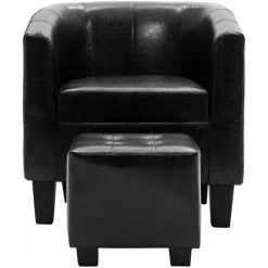 YOUTHUP Fauteuil Avec Repose-pied Noir Similicuir - Noir 9 YOUTHUP Fauteuil Avec Repose-pied Noir Similicuir - Noir -Pas Cher Fauteuil Magasin 51861633 3