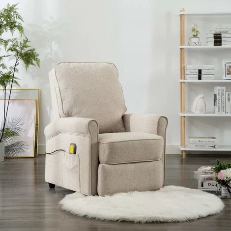 YOUTHUP Fauteuil De Massage Crème Tissu - Crème 3 YOUTHUP Fauteuil De Massage Crème Tissu - Crème