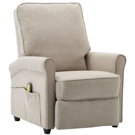 YOUTHUP Fauteuil De Massage Crème Tissu - Crème 4 YOUTHUP Fauteuil De Massage Crème Tissu - Crème – Image 2