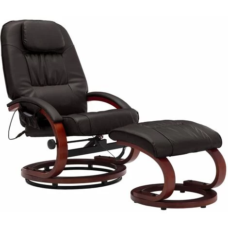 YOUTHUP Fauteuil De Massage Avec Repose-pied Marron Similicuir - Brun 4 YOUTHUP Fauteuil De Massage Avec Repose-pied Marron Similicuir - Brun – Image 2