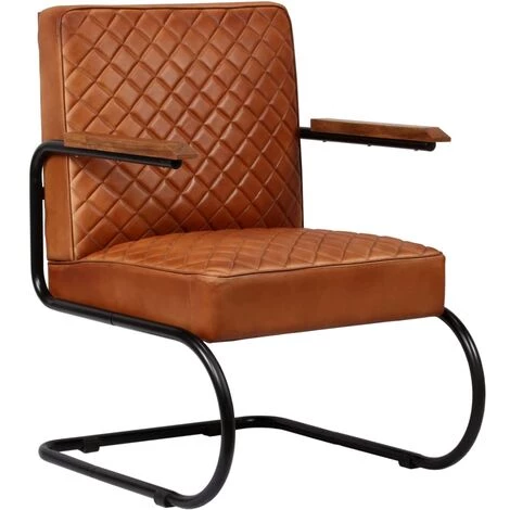 YOUTHUP Fauteuil Marron Clair Cuir Véritable - Brun 3 YOUTHUP Fauteuil Marron Clair Cuir Véritable - Brun